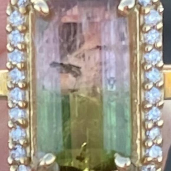 Genuine, Earth Mined, Watermelon Tourmaline Engagement Ring, Size 7 - Picture 2 of 3